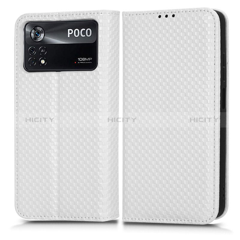 Coque Portefeuille Livre Cuir Etui Clapet C03X pour Xiaomi Poco X4 Pro 5G Blanc Plus