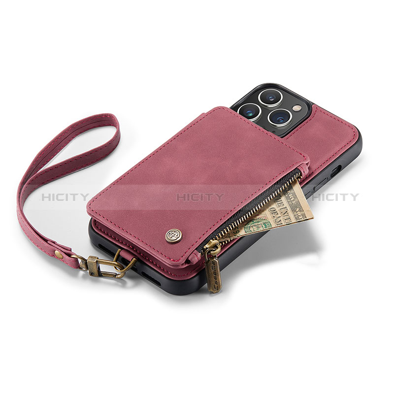 Coque Portefeuille Livre Cuir Etui Clapet C04S pour Apple iPhone 14 Pro Rouge Plus