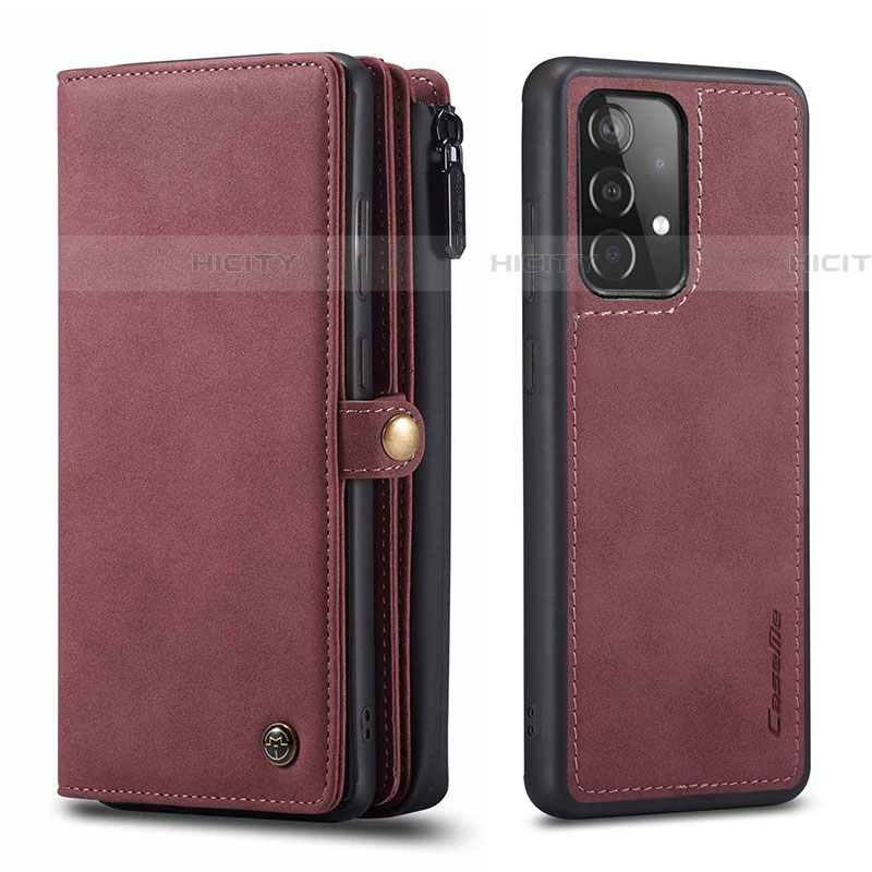 Coque Portefeuille Livre Cuir Etui Clapet C04S pour Samsung Galaxy A52 4G Rouge Plus