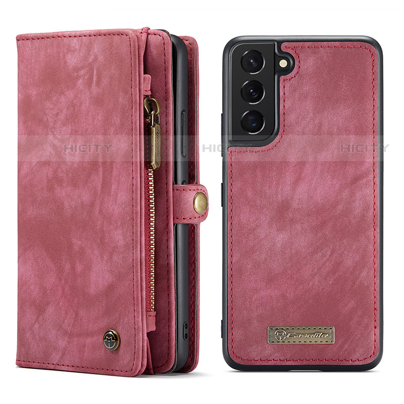 Coque Portefeuille Livre Cuir Etui Clapet C04S pour Samsung Galaxy S21 5G Rouge Plus