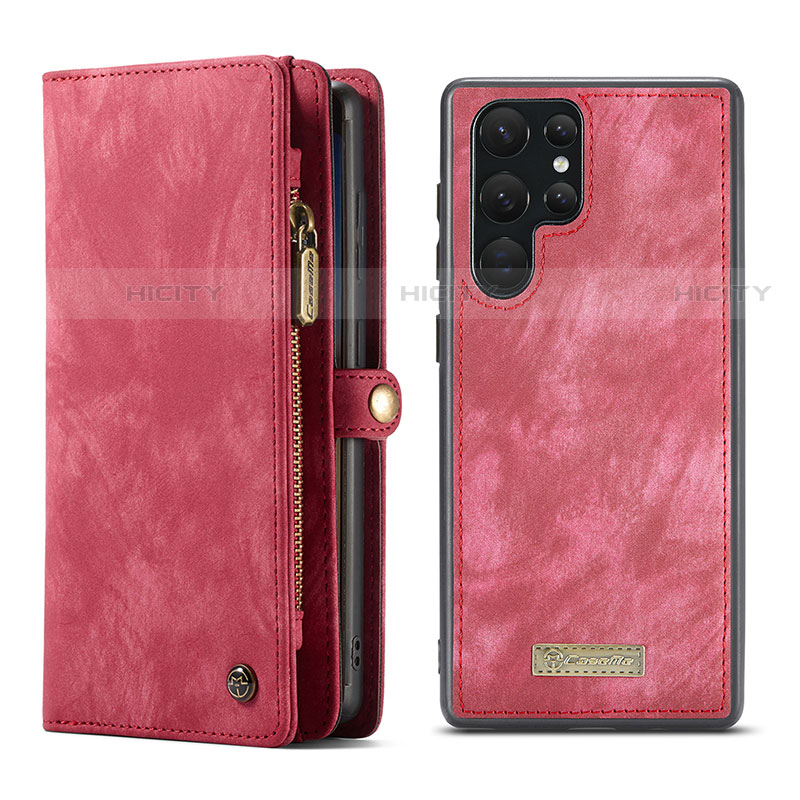 Coque Portefeuille Livre Cuir Etui Clapet C04S pour Samsung Galaxy S22 Ultra 5G Rouge Plus