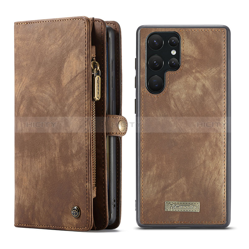 Coque Portefeuille Livre Cuir Etui Clapet C04S pour Samsung Galaxy S24 Ultra 5G Marron Plus