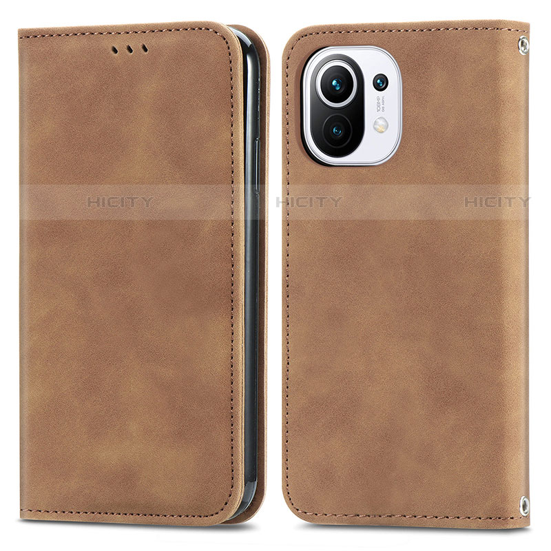 Coque Portefeuille Livre Cuir Etui Clapet C05 pour Xiaomi Mi 11 Lite 4G Marron Plus