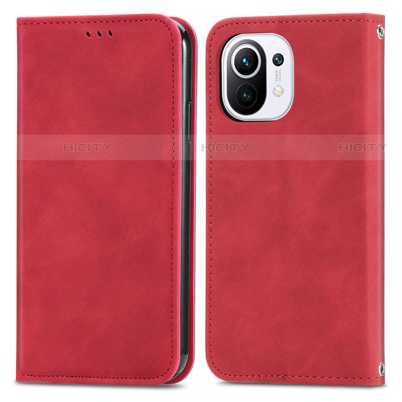 Coque Portefeuille Livre Cuir Etui Clapet C05 pour Xiaomi Mi 11 Lite 5G NE Rouge Plus