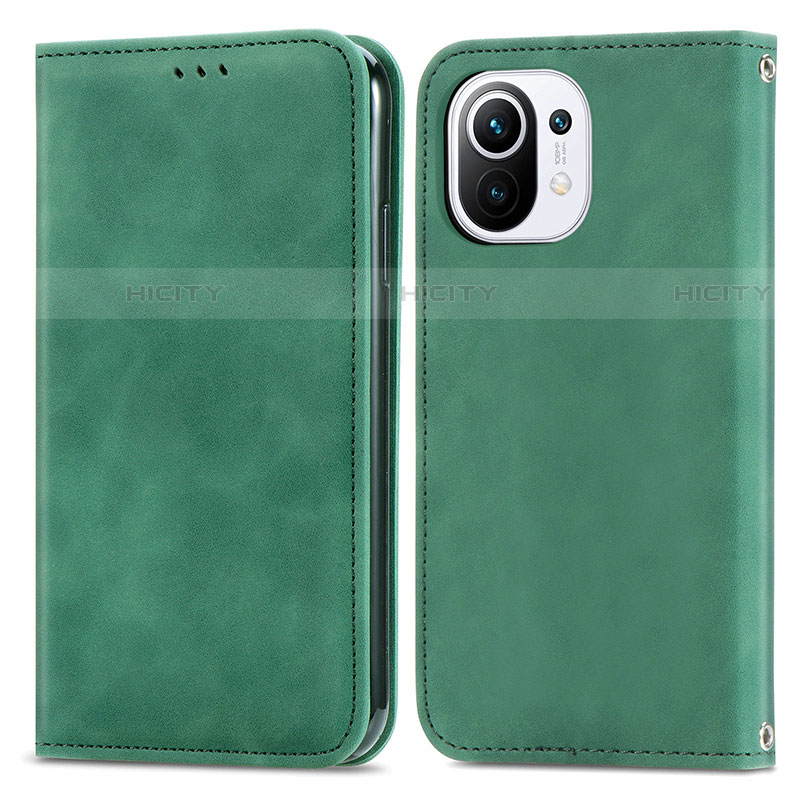 Coque Portefeuille Livre Cuir Etui Clapet C05 pour Xiaomi Mi 11 Lite 5G NE Vert Plus