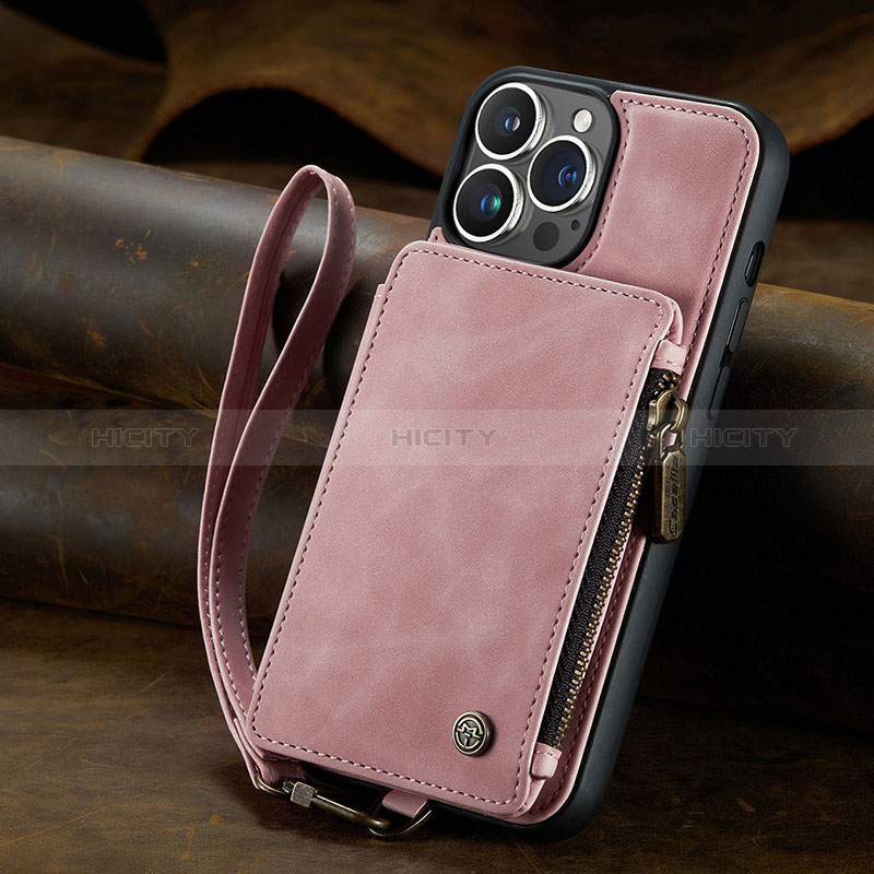 Coque Portefeuille Livre Cuir Etui Clapet C05S pour Apple iPhone 13 Pro Max Or Rose Plus