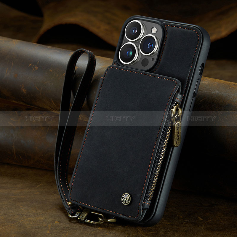 Coque Portefeuille Livre Cuir Etui Clapet C05S pour Apple iPhone 13 Pro Noir Plus