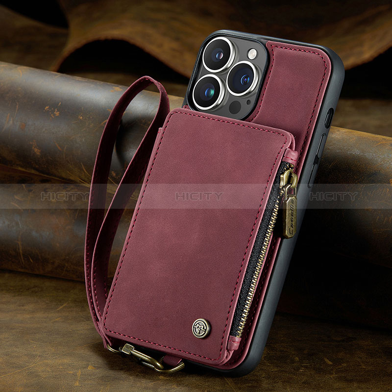 Coque Portefeuille Livre Cuir Etui Clapet C05S pour Apple iPhone 14 Pro Rouge Plus