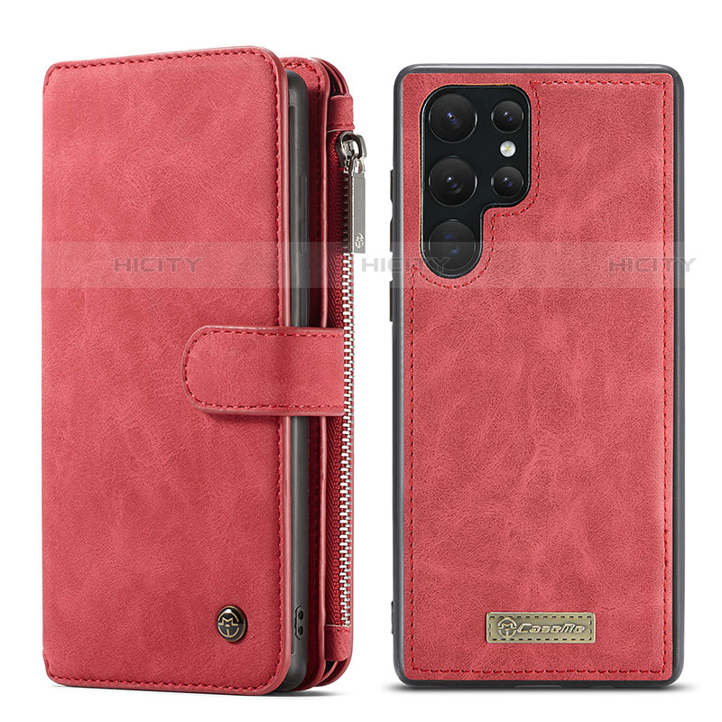 Coque Portefeuille Livre Cuir Etui Clapet C05S pour Samsung Galaxy S22 Ultra 5G Rouge Plus