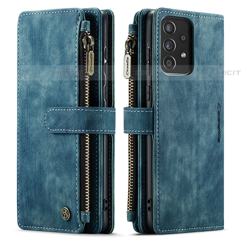 Coque Portefeuille Livre Cuir Etui Clapet C06S pour Samsung Galaxy A52 5G Bleu Plus