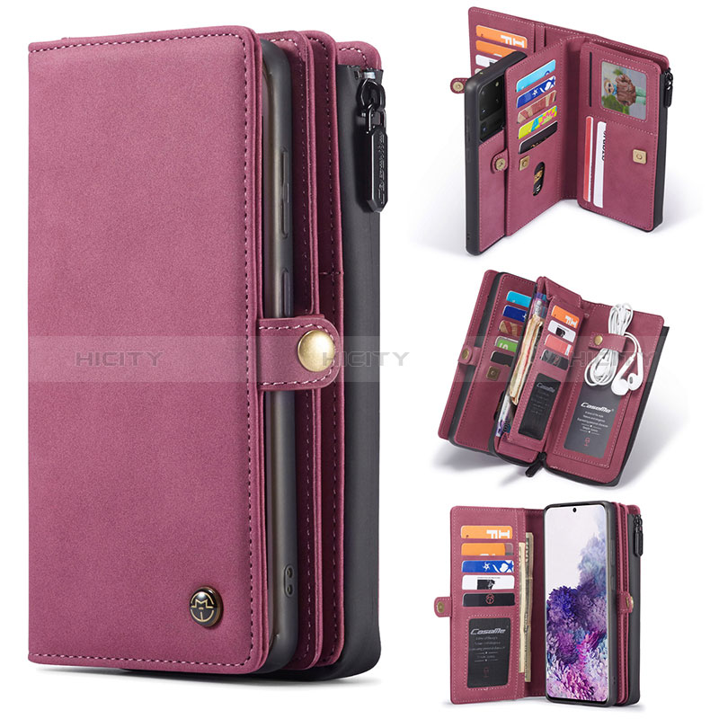 Coque Portefeuille Livre Cuir Etui Clapet C06S pour Samsung Galaxy S20 Ultra 5G Rouge Plus