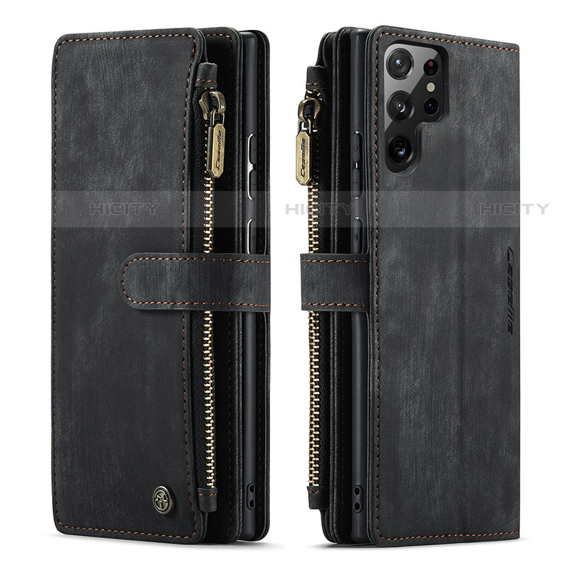 Coque Portefeuille Livre Cuir Etui Clapet C06S pour Samsung Galaxy S21 Ultra 5G Noir Plus