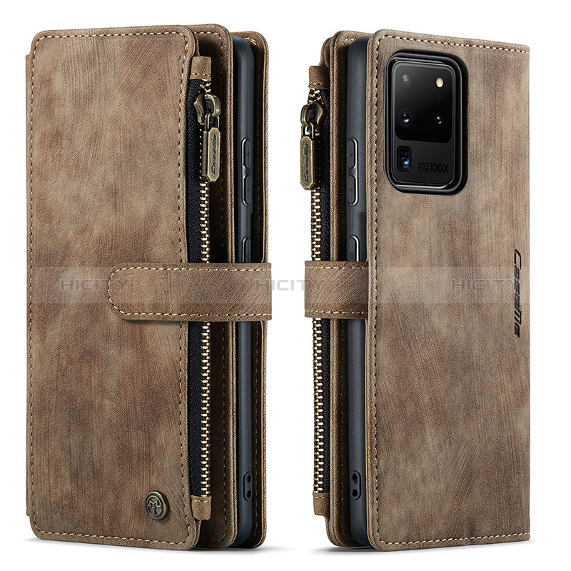 Coque Portefeuille Livre Cuir Etui Clapet C07S pour Samsung Galaxy S20 Ultra 5G Marron Plus