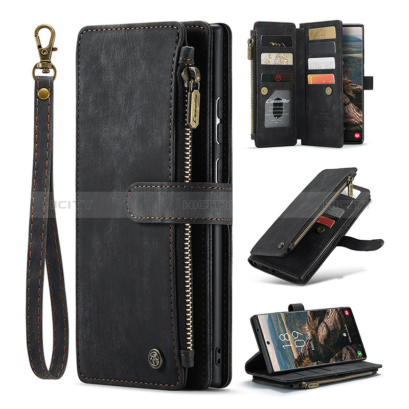 Coque Portefeuille Livre Cuir Etui Clapet C07S pour Samsung Galaxy S24 Ultra 5G Noir Plus