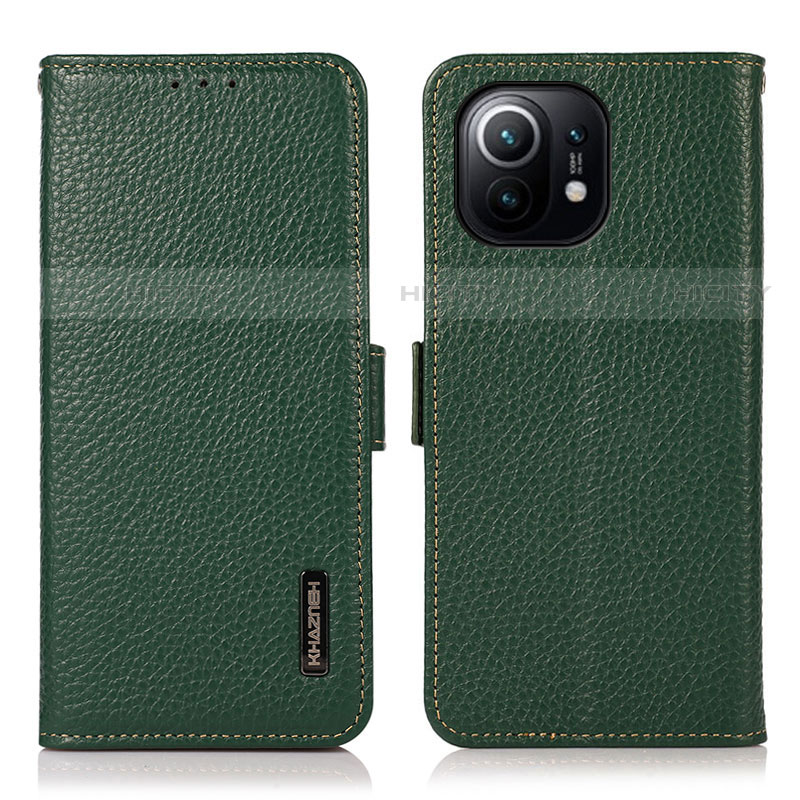 Coque Portefeuille Livre Cuir Etui Clapet C08 pour Xiaomi Mi 11 Lite 4G Vert Plus