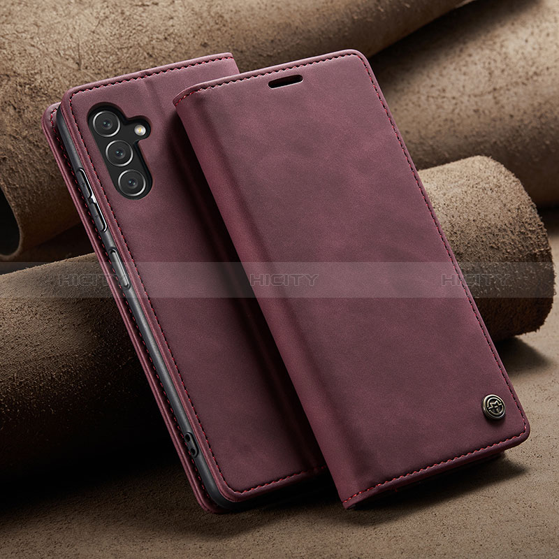 Coque Portefeuille Livre Cuir Etui Clapet C09S pour Samsung Galaxy A04s Vin Rouge Plus
