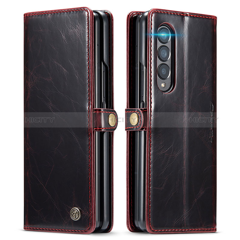 Coque Portefeuille Livre Cuir Etui Clapet CS2 pour Samsung Galaxy Z Fold3 5G Rouge Plus