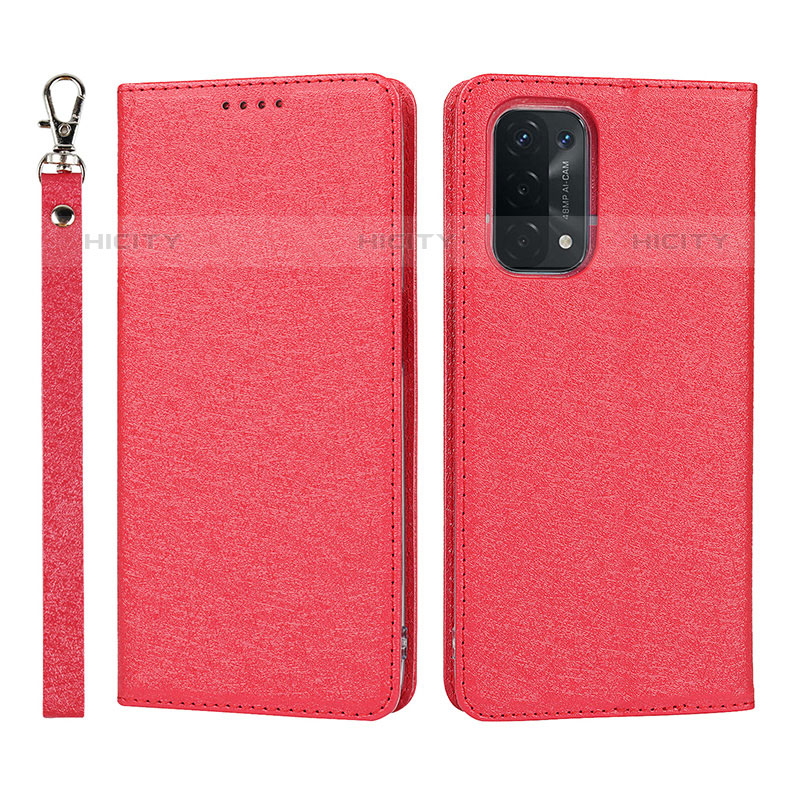 Coque Portefeuille Livre Cuir Etui Clapet D01T pour OnePlus Nord N200 5G Rouge Plus