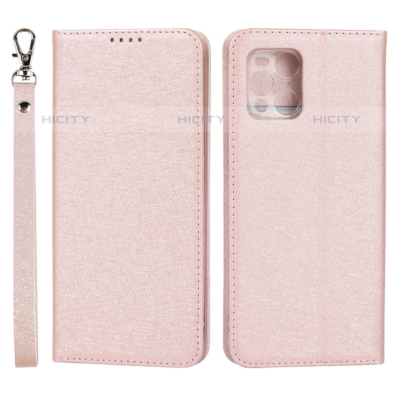 Coque Portefeuille Livre Cuir Etui Clapet D01T pour Oppo Find X3 Pro 5G Rose Plus