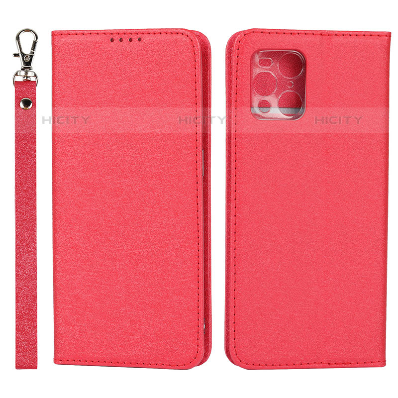 Coque Portefeuille Livre Cuir Etui Clapet D01T pour Oppo Find X3 Pro 5G Rouge Plus