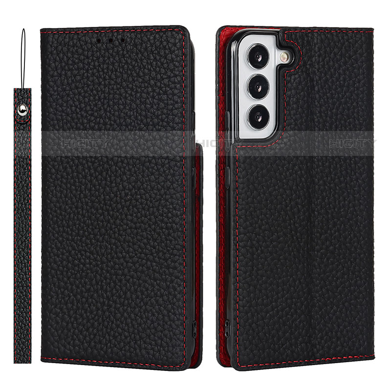 Coque Portefeuille Livre Cuir Etui Clapet D01T pour Samsung Galaxy S21 Plus 5G Noir Plus