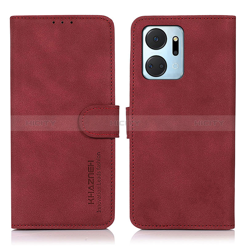 Coque Portefeuille Livre Cuir Etui Clapet D01Y pour Huawei Honor X7a Rouge Plus