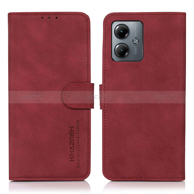 Coque Portefeuille Livre Cuir Etui Clapet D01Y pour Motorola Moto G14 Rouge Plus