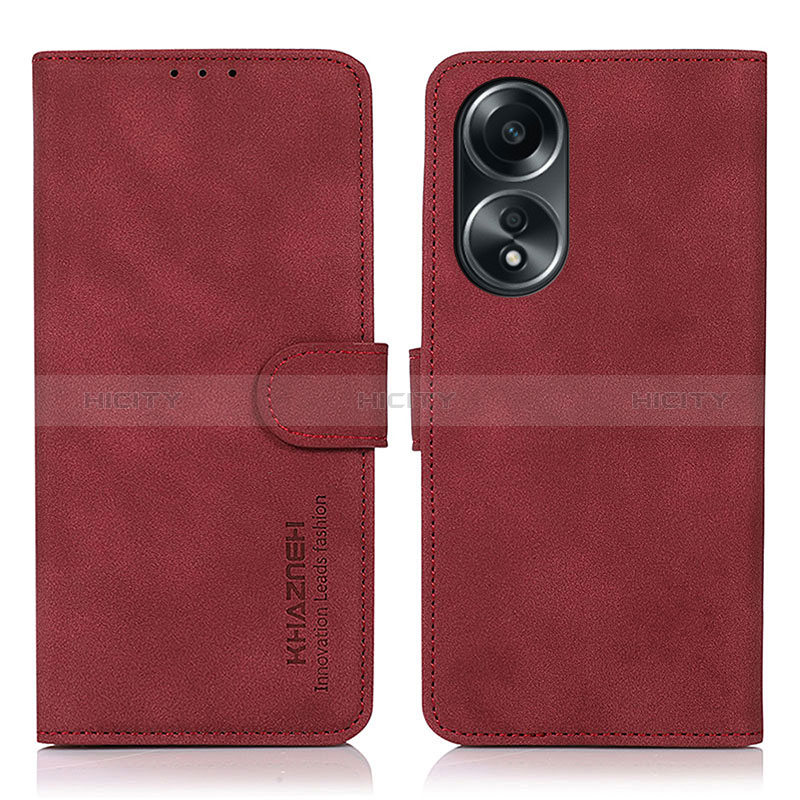 Coque Portefeuille Livre Cuir Etui Clapet D01Y pour Oppo A18 Rouge Plus