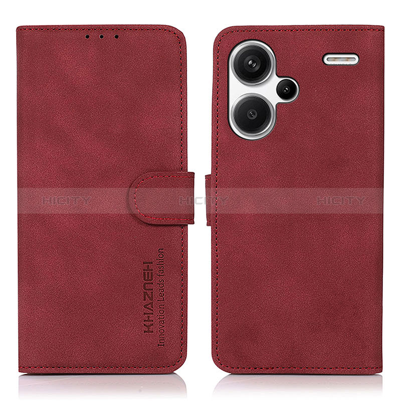 Coque Portefeuille Livre Cuir Etui Clapet D01Y pour Xiaomi Redmi Note 13 Pro+ Plus 5G Rouge Plus