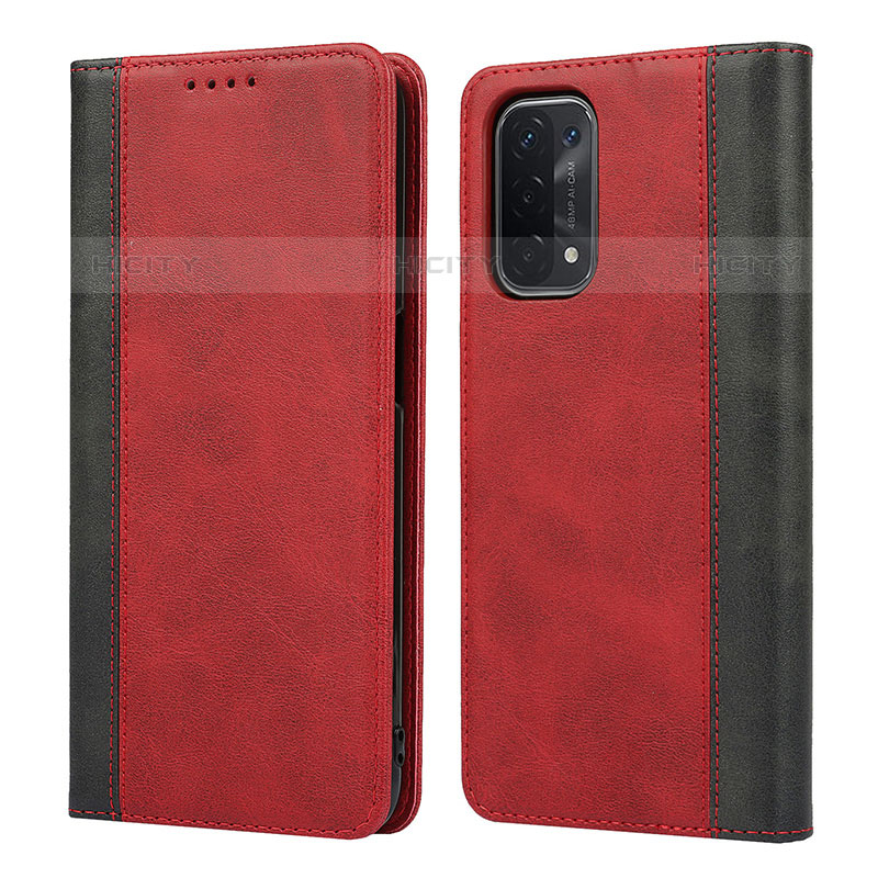 Coque Portefeuille Livre Cuir Etui Clapet D02T pour Oppo A93 5G Rouge Plus