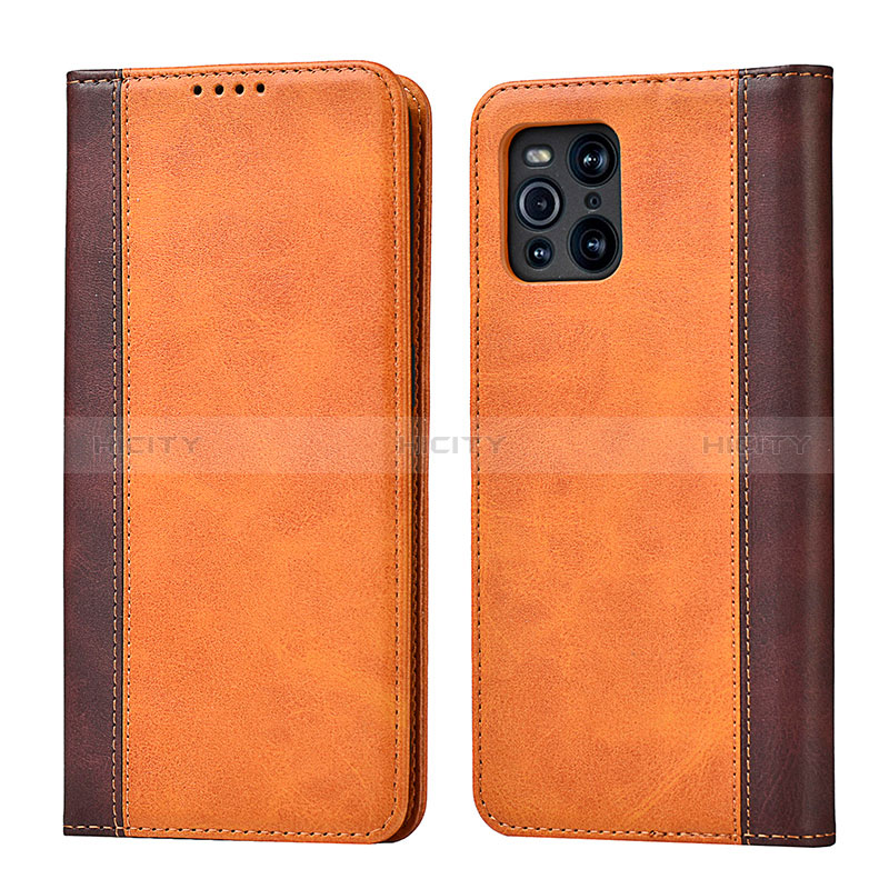 Coque Portefeuille Livre Cuir Etui Clapet D02T pour Oppo Find X3 5G Marron Plus