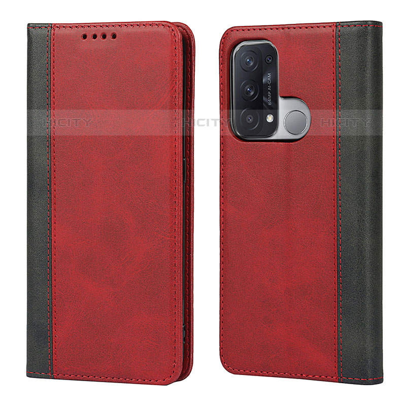 Coque Portefeuille Livre Cuir Etui Clapet D02T pour Oppo Reno5 A Rouge Plus