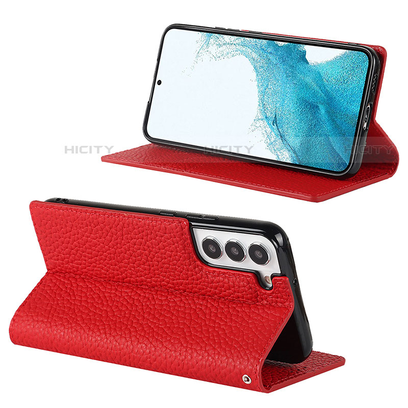 Coque Portefeuille Livre Cuir Etui Clapet D02T pour Samsung Galaxy S21 FE 5G Rouge Plus