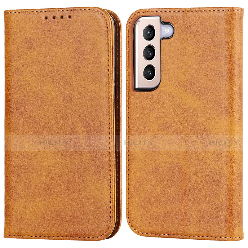 Coque Portefeuille Livre Cuir Etui Clapet D03T pour Samsung Galaxy S21 5G Brun Clair Plus