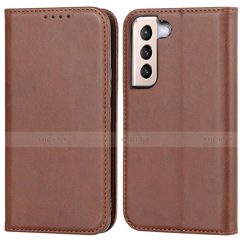 Coque Portefeuille Livre Cuir Etui Clapet D03T pour Samsung Galaxy S21 5G Marron Plus