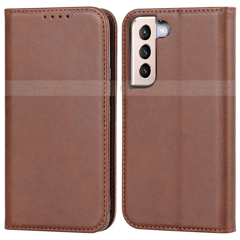 Coque Portefeuille Livre Cuir Etui Clapet D03T pour Samsung Galaxy S21 FE 5G Marron Plus