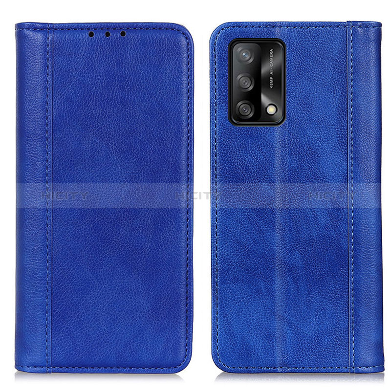 Coque Portefeuille Livre Cuir Etui Clapet D03Y pour Oppo F19 Bleu Plus