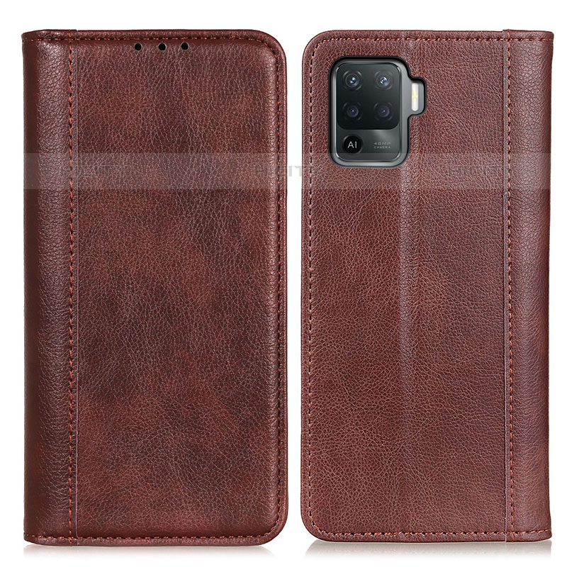 Coque Portefeuille Livre Cuir Etui Clapet D03Y pour Oppo F19 Pro Marron Plus