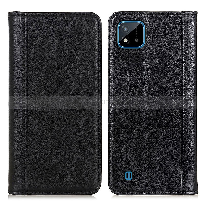 Coque Portefeuille Livre Cuir Etui Clapet D03Y pour Realme C20 Noir Plus