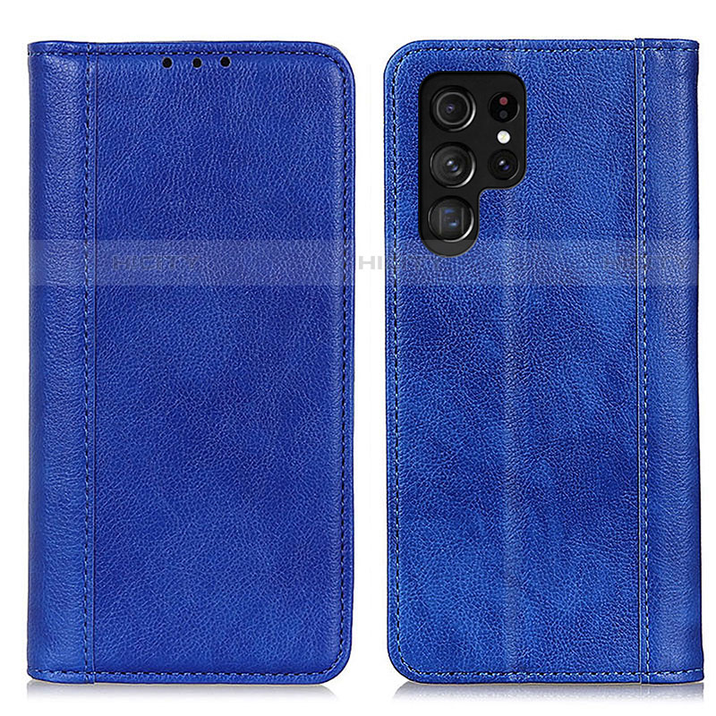 Coque Portefeuille Livre Cuir Etui Clapet D03Y pour Samsung Galaxy S21 Ultra 5G Bleu Plus