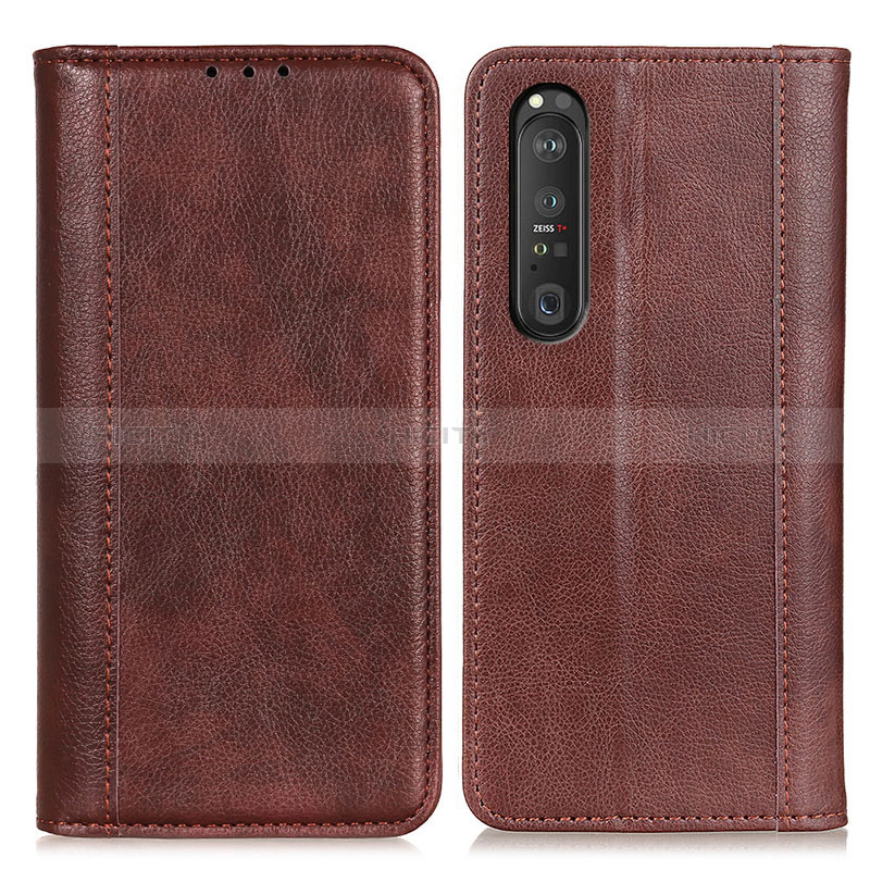 Coque Portefeuille Livre Cuir Etui Clapet D03Y pour Sony Xperia 1 III Marron Plus