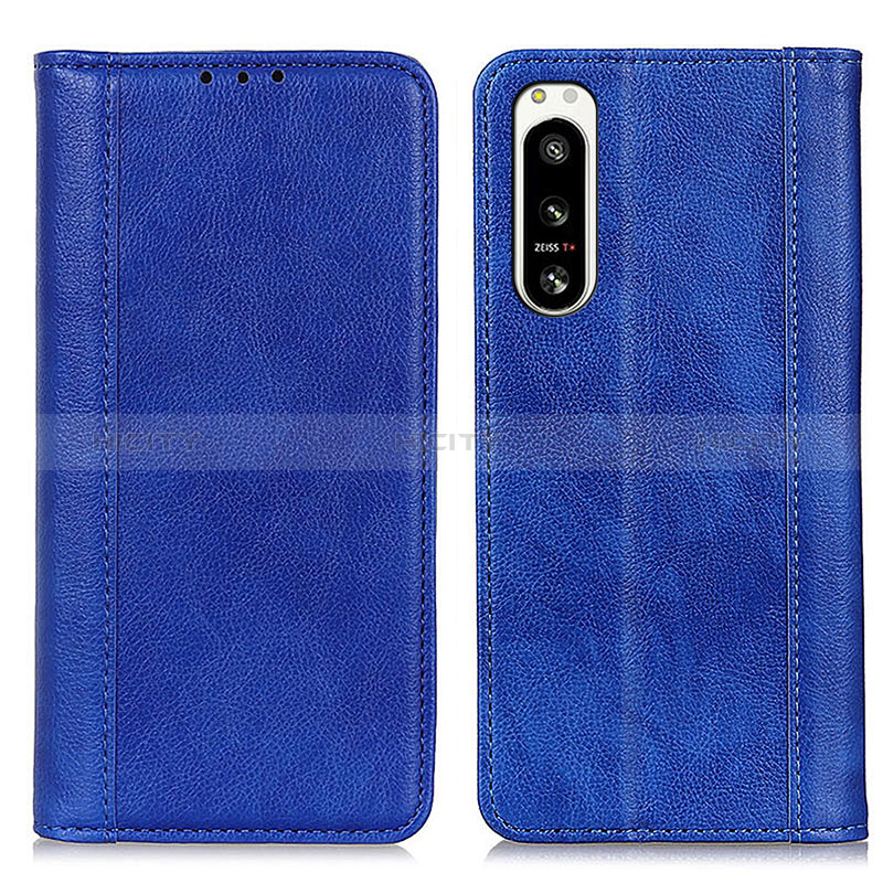 Coque Portefeuille Livre Cuir Etui Clapet D03Y pour Sony Xperia 5 IV Bleu Plus