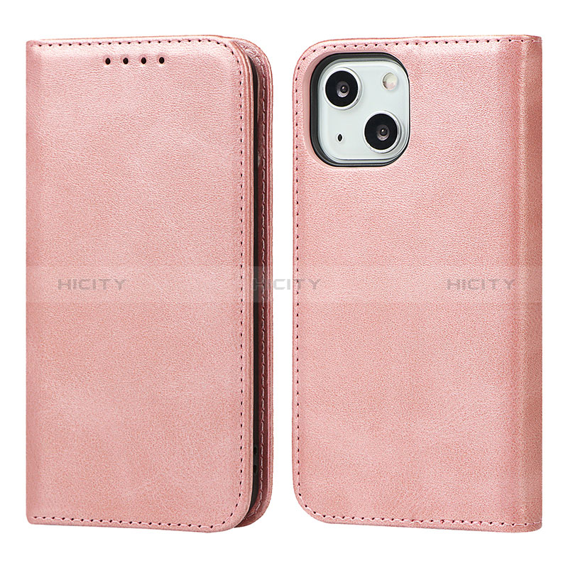 Coque Portefeuille Livre Cuir Etui Clapet D04T pour Apple iPhone 14 Rose Plus