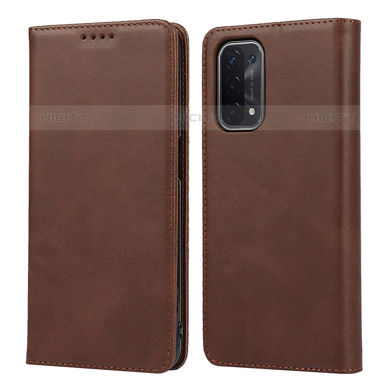 Coque Portefeuille Livre Cuir Etui Clapet D04T pour OnePlus Nord N200 5G Marron Plus