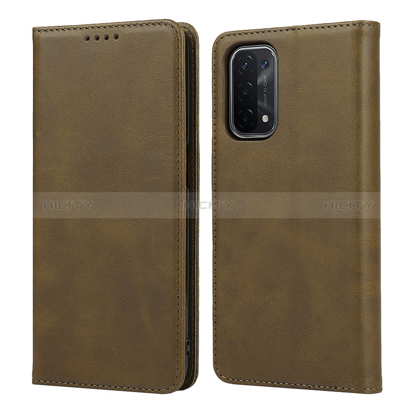 Coque Portefeuille Livre Cuir Etui Clapet D04T pour Oppo A54 5G Kaki Plus