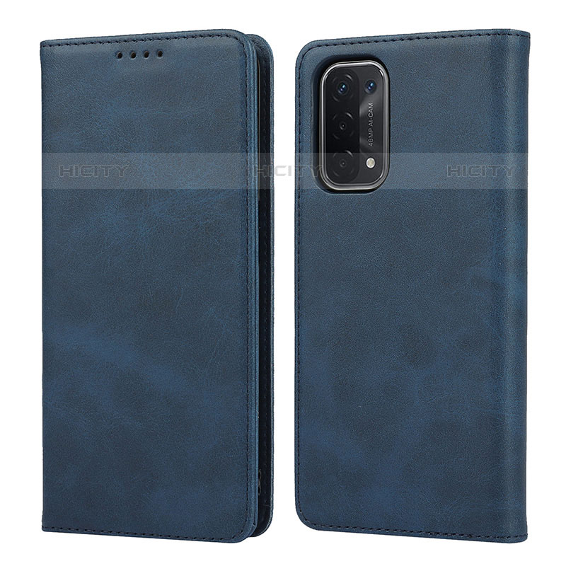 Coque Portefeuille Livre Cuir Etui Clapet D04T pour Oppo A93 5G Bleu Plus