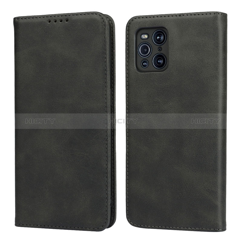 Coque Portefeuille Livre Cuir Etui Clapet D04T pour Oppo Find X3 5G Noir Plus