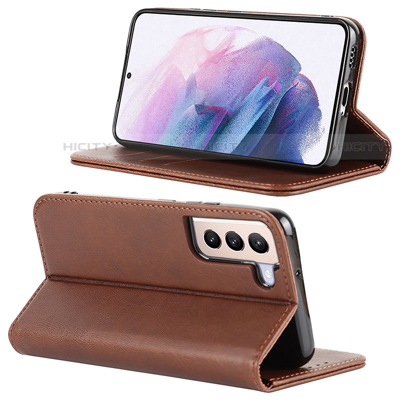 Coque Portefeuille Livre Cuir Etui Clapet D04T pour Samsung Galaxy S21 Plus 5G Marron Plus