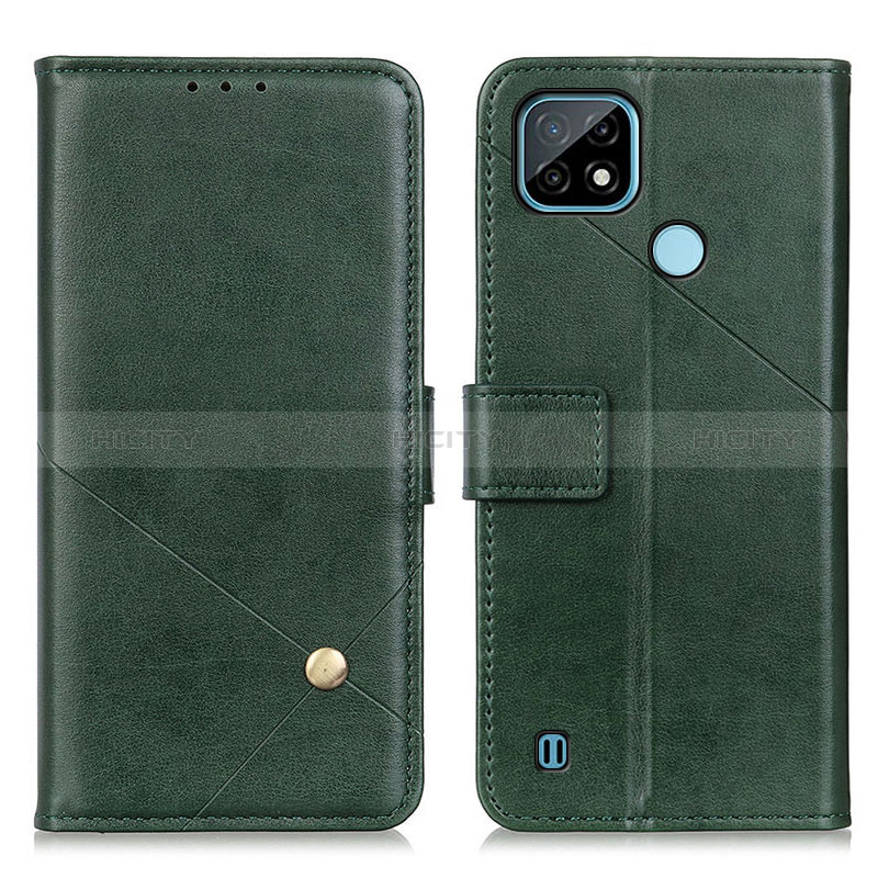 Coque Portefeuille Livre Cuir Etui Clapet D04Y pour Realme C21 Vert Plus