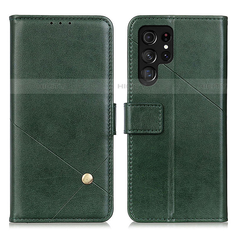 Coque Portefeuille Livre Cuir Etui Clapet D04Y pour Samsung Galaxy S22 Ultra 5G Vert Plus